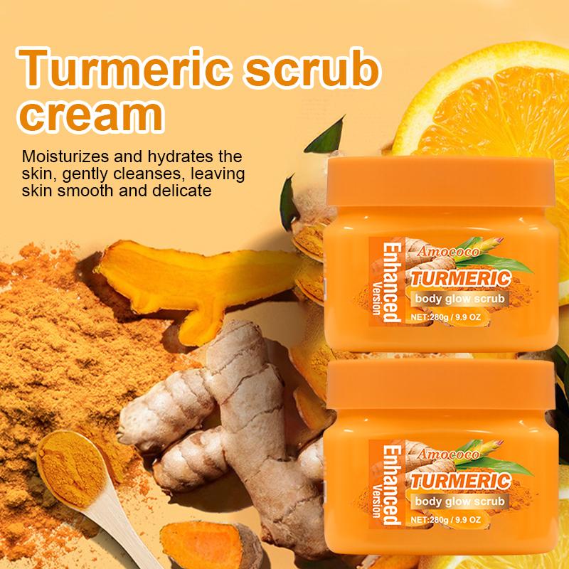 Turmeric Nourishing Scrub 280g - Infused with natural turmeric extract and moisturizing ingredients. Gently exfoliates while deeply hydrating the skin, leaving it smooth, supple, and radiant. Turmeric Nourishing Scrub 280g - Infused with natural turmeric extract and moisturizing ingredients. Gently exfoliates while deeply hydrating the skin, leaving it smooth, supple, and radiant.