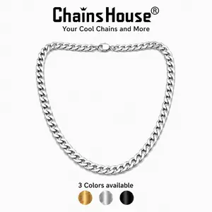 【Fathersdaygift】ChainsHouse 1:1 Cuban Link Chain Summervibe Necklace Stainless Steel Hypoallergenic 4mm-13mm Width & 14"-30" Length Gifts for Father Boyfriend Hip Hop Jewelry CHN18014