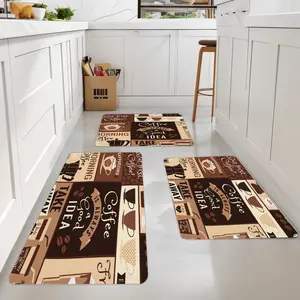 Christmas Home Decor, 3pcs bath mat setwith letter coffee logo, Bath Rug, absorbent, Non-Slip, bathroom mat, Suitable for family, home essentials, bathroom set, kitchen, bathroom, multi-occasion use, gifts for friend, Birthday gifts, holiday gifts, sale