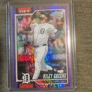 Topps 75 Riley Greene Outfielder Baseball Card DET Team Edition purple Holographic Finish 088/250