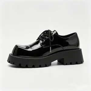 Vintage British Square Toe Thick Bottom Dress Shoes Men Wedding Groomsman Daily Casual Footwear95881-J