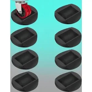 Premium Solid Rubber Wheel Stoppers - 8 Pack Heavy Duty Furniture Cups for Sofas, Beds & Chairs - Non-Slip Floor Protectors Prevents Scratches - Universal Fit for All Wheels & Floors - Durable Reusable Caster Cups