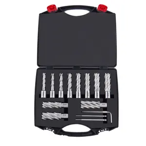 VEVOR Annular Cutter Set, 13 pcs Weldon Shank Mag Drill Bits, 7/16" to 1-1/16" Cutting Diameter, 2" Cutting Depth, M2AL HSS, with 2 Pilot Pins, Hex Wrench and Portable Case, for Using with Magnetic Dr
