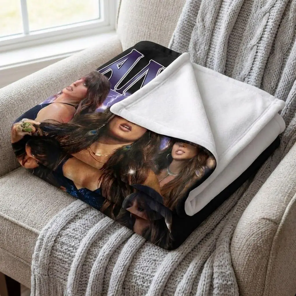 Country Girl Collage Blanket, Western Music Inspired Fleece Throw, Vintage Concert Style Cozy Blanket, Country Fan Gift