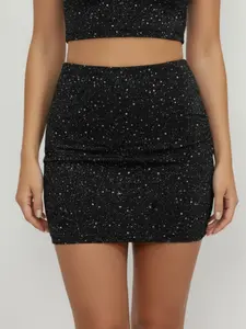 Ladies' spring and summer shine silver sequin waist slimming shimmer short skirt with wrapped buttocks, bottoms, womenswear, with a fashionable and sexy design, hot charm, suitable for casual streets, parties, vacations, and commute, Bodycon Skirt