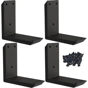 L Bracket,Raised Garden Bed Corner Brackets,Heavy Duty Corner Brace,Stainless Steel Shelf Bracket,Black Large Angle Brackets, Metal Iron Bracket for   (16)