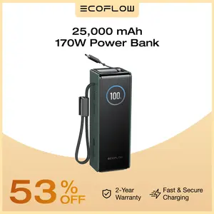 【Exclusive TikTok Gift】ECOFLOW Rapid Power Bank, 25,000mAh, 170W, 100W Built-in and Retractable Cables, Portable Charger with Triple 100W USB-C Port, Compatible with iPhone Series, Samsung, Laptop and More, Silver Travel Battery Pack