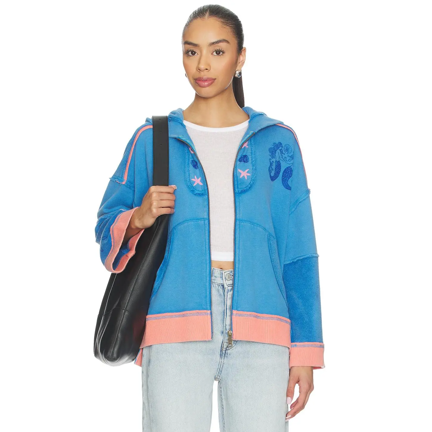Free People x We The Free Seashell Cardi in Blue Combo