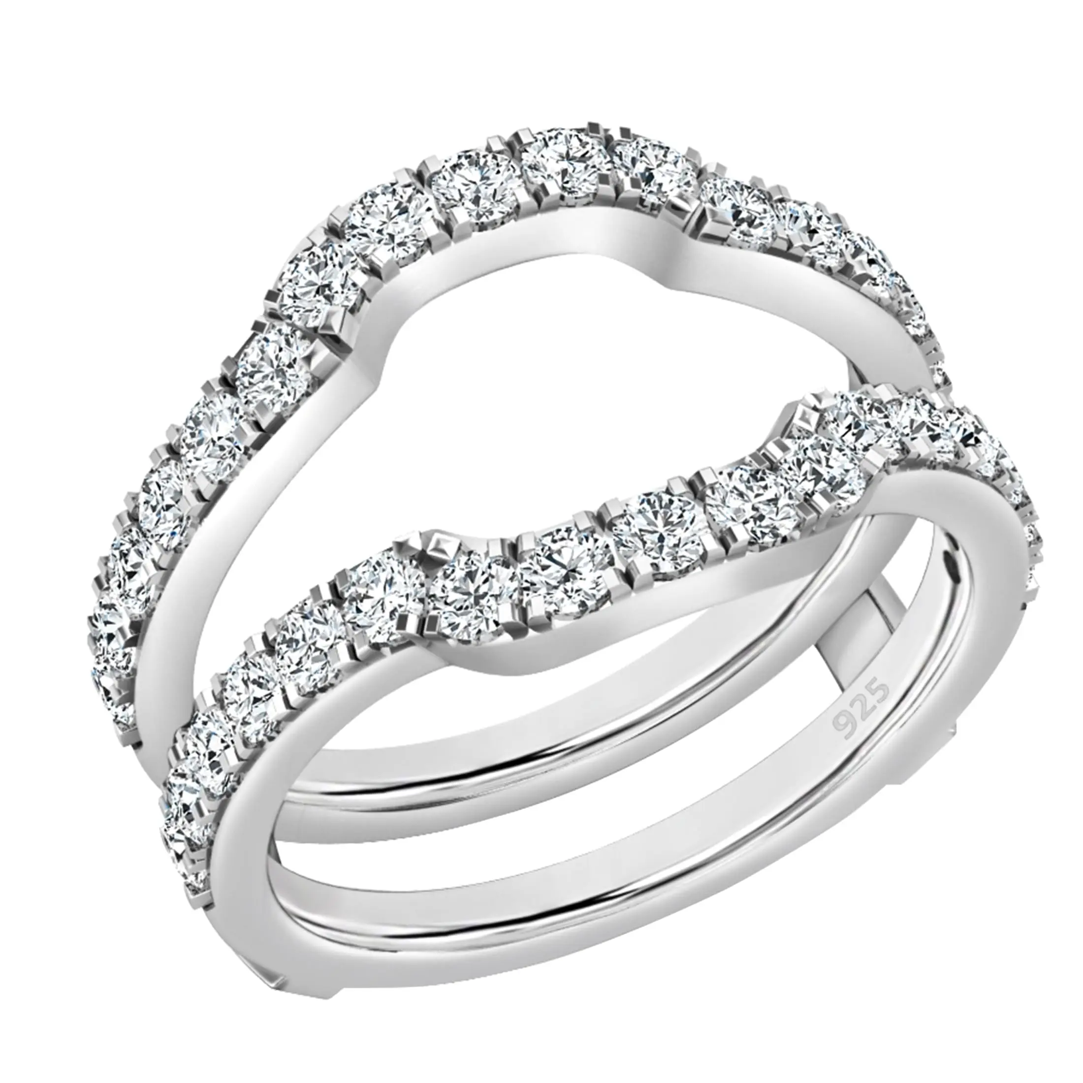 Dazzlingrock Collection 1.00 Cttw Round Cubic Zirconia Wedding Enhancer Ring for Women in 925 Sterling Silver Size 6.5