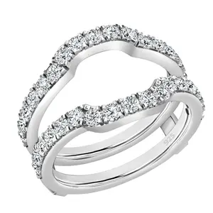 Dazzlingrock Collection 1.00 Cttw Round Cubic Zirconia Wedding Enhancer Ring for Women in 925 Sterling Silver Size 5.5