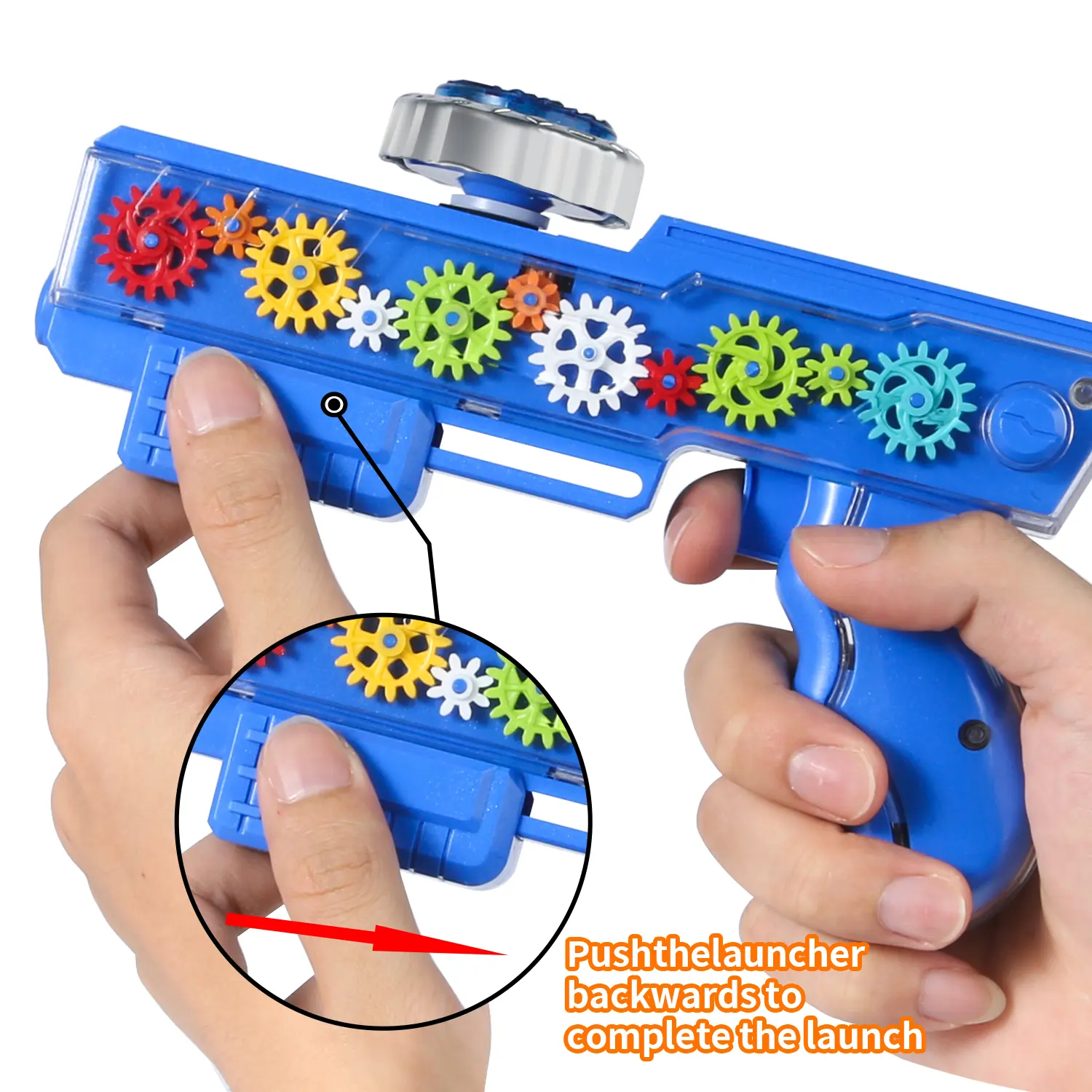 Kids Interactive Gyro Gun Toy Set with Light-Up Gear Spinning Top ...