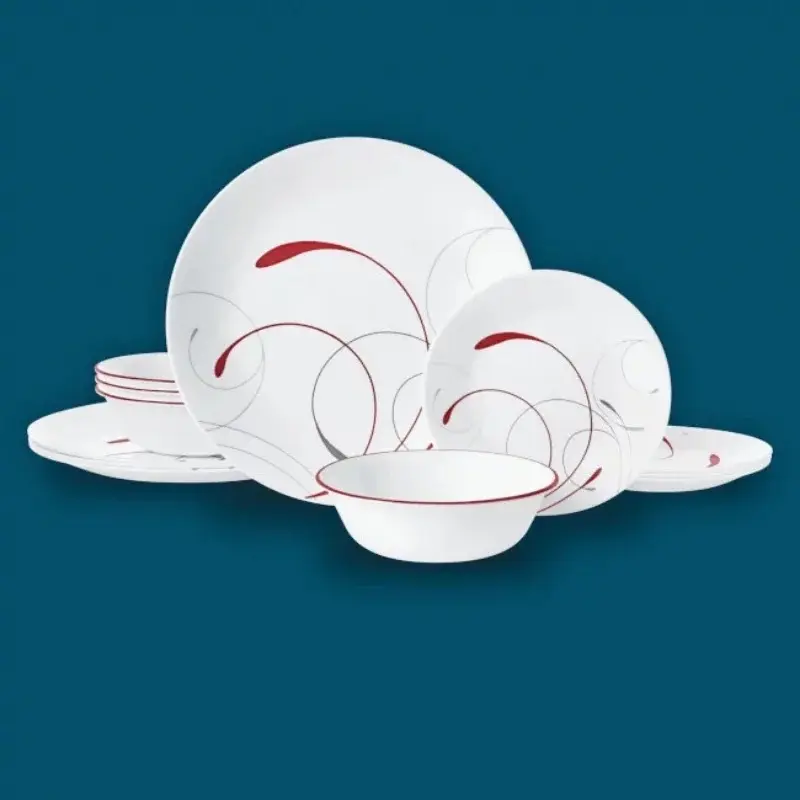 Corelle Splendor, White and Red Round 12-Piece Dinnerware Set