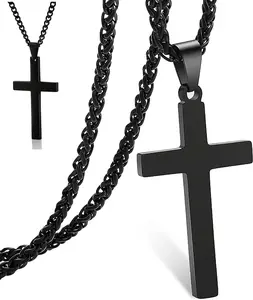 Cross Pendant Necklace  Plated Stainless Steel Simple Big Cross Pendant Necklaces Large Dainty Christian Cross Necklace for Men woman fashion