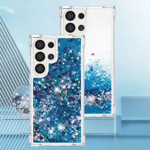 Bling Glitter Liquid Quicksand Phone Case For Samsung Galaxy S25 Edge S24 S23 S22 Ultra S21 Plus S20 FE 5G Anti Fall Clear Cover