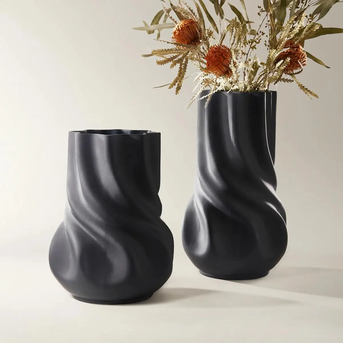 Z Gallerie Twist Matte Black Glass Vase - Modern Home Decor Piece, Home Centerpieces, Shelf Styling Accent That Makes a Bold Statement