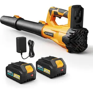 Leaf Blower with 6, Leaf Blowers with 2 4.0Ah Battery and Charger, Lightweight Leaf Cleaner for Lawn Care,, Leaves Dust