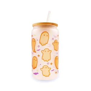 Halloween Glass Can - Ghosts Halloween Glass Can - Ghosts