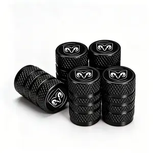 Red Black Industrial Heavy Duty Tire Valve Stem Caps 5 Pack, TPMS Safe Impact Rust Proof, Pickup Truck Wheel Accessories for Ram 1500 2500 3500 Full Size SUV Van