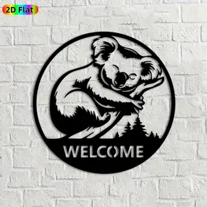1pc Koala Metal Wall Art, Charming Koala Statue Mural, Ideal Gift for New Year, Easter, Animal Decor Enthusiasts, Weather-Resistant Metal Wall Decor Wall Sculptures, Perfect for Garden Fence & Living Room Wall Wildlife Enthusiasts