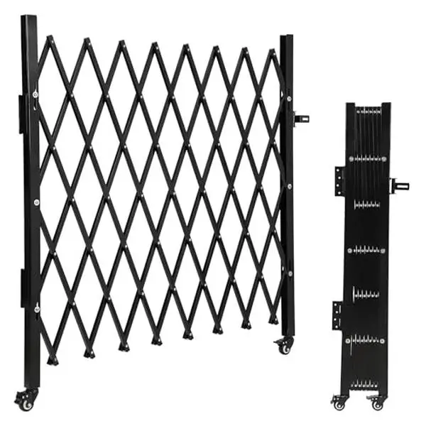 GARVEE Single Folding Security Door - Steel Construction, 360° Rolling Wheel, Expandable Fence Gate, Ideal for Courtyards, Garages, Gardens