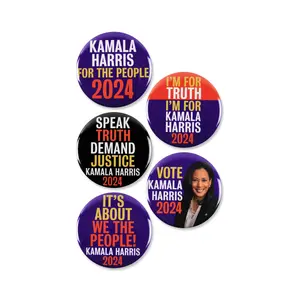 5 Pack - Kamala Harris For The People 2024 Political Election Campaign Pinback Buttons - 2.25 Inch