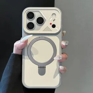 Armor Metal Ring Bracket For Magsafe Magnetic Phone Case For iPhone 17 Air 16 15 14 Plus 13 12 11 17 Pro Max Matte Bumper Cover