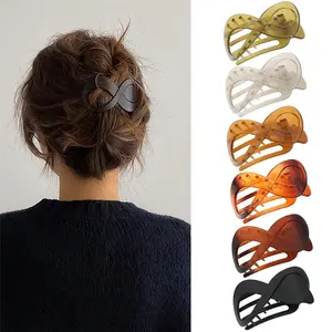 AWAYTR 6Pcs French 8-Shape Fashion Flat Hair Clips for Women Elegant Flat Claws for Thin Thick Hair Strong Hold No Slip Grip Hair Claw Clips for Women Girls