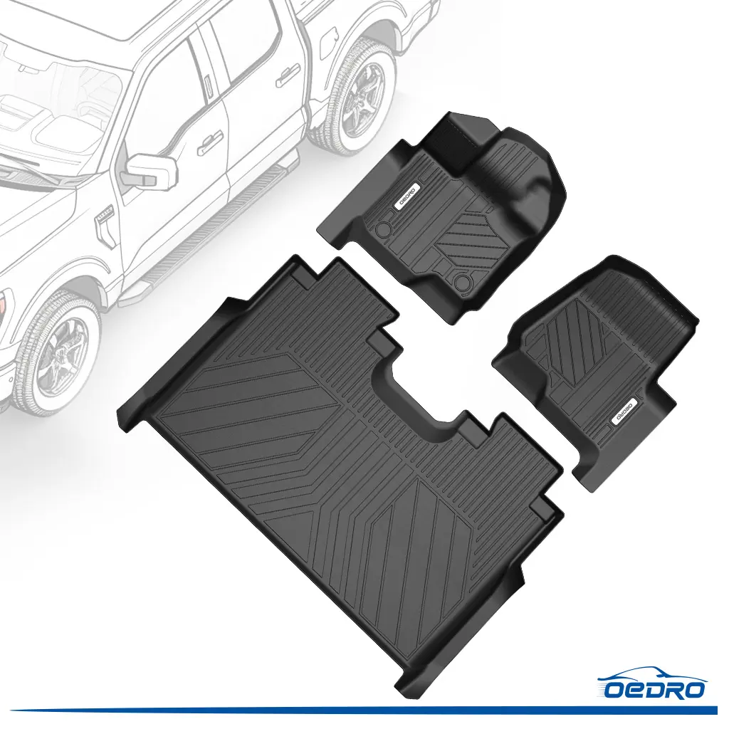 OEDRO TPE Floor Mats fits 2015-2026 Ford F-150 & 2022-2026 F-150 Lightning SuperCrew Cab, All Weather, Waterproof
