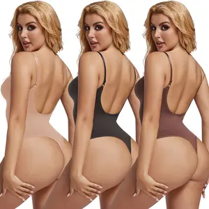 Women Backless Shapewear Thong Bodysuit Tummy Control Low Back Body Shaper Sleeveless Compression Tank Tops