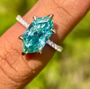 14K Gold Plated Blue Green Marquise Vintage Ring