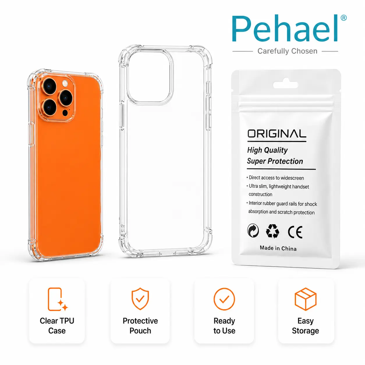 Pehael Military-Grade Shockproof TPU Smartphone Case for iPhone 16/17 Series, Ultra Thin Thermoplastic Polyurethane Mobile Accessory, Scratch-Resistant, Shock-Absorbing, Raised Camera Lens Protection, Fits iOS Devices cover gift