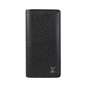 Pre-owned Louis Vuitton Leather Small Leather Goods Brazza Wallet Taiga IB26030142