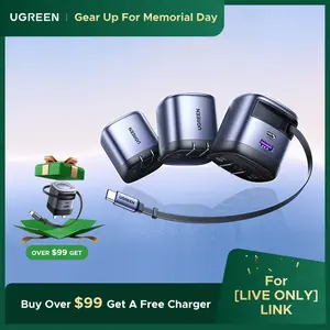 【LIVE ONLY】UGREEN 45W/65W/100W 3 in 1 Compact GaN Charger, Retractable USB C Fast Wall Charger with Foldable Plug, Compatable for iPhone 17/16 Series, Galaxy, Pixel, iPad-Cellphone Electronic portable charger,TikTokShopBlackFriday ,TikTokShopHolidayHaul o
