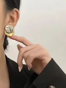 Elegant & Silver Color Round Disc Earrings Set, Unique Design for Commuting & Cool Style, Perfect Gift Choice