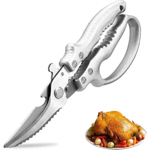 Heavy Duty Kitchen Scissors, Poultry Scissors, Suitable for Meat, Chicken, Bones, Turkey, Fish. Kitchen Scissors with Non-Slip Handle, Spring-Type, Dishwasher Safe