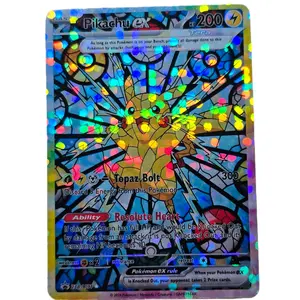 Pikachu ex Stained-Glass Design Edge to Edge Fractal Glass Holo OR Bubble Holo Standard Size Ships Sleeved/Card Saver/Bubble Mailer Combined Shipping!