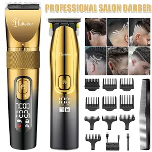 Professional Hair Clipper Set with Cordless Barber Clippers, Zero Gapped Trimmer, Beard Trimmer, and Hair Cutting Kit for Men - Adjustable hair trimmer body trimmer men split end trimmer barber equipment  Haircut Gold Brush, Stainless Steel, Rinse Easily