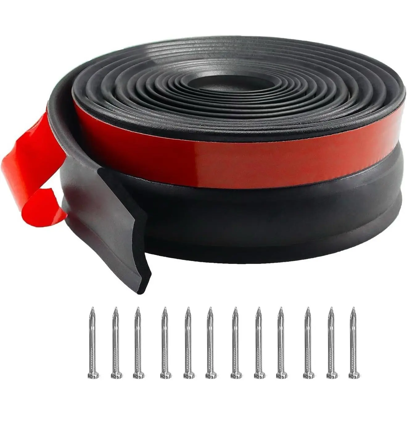 Garage Door Threshold Seal Strip, 20 FT Universal Floor Seal with Adhesive, Weatherproof Bottom Strip, Durable PVC DIY Replacement, Black