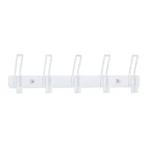 REGALWOVEN 1 Pack Coat Rack Wall Mount, Coat Hook, Hat Rack, Wall Hooks for Hanging with 5 Hooks for Entryway, Bathroom, Bedroom 12.6*1in White