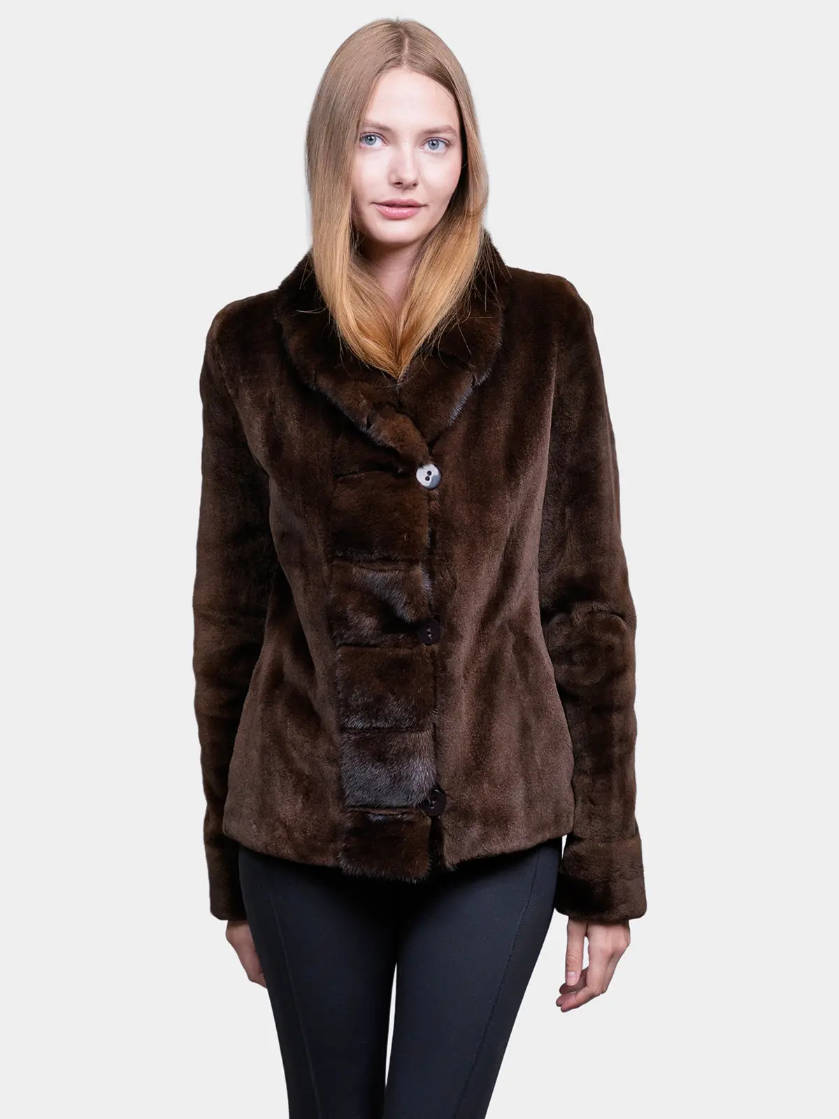 Women's Chestnut Sheared Mink Jacket Women's Chestnut Sheared Mink Jacket
