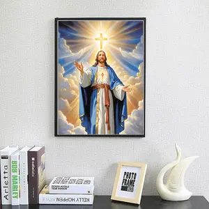 Jesus Christ Cross Diamond Painting Kit 5D DIY Diamond Embroidery Cross Stitch Handmade Art Gift Crafts Home Decor Gift 12x16inch