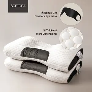SOFTORA-Luxury Massage Neck Pillow - 3D Knitted & Ultra Soft, Promotes Deep Sleep & Cervical Support, Moisture-Wicking & Breathable, Machine Washable - Edition for Gifting(Plus a Free Eye Mask)