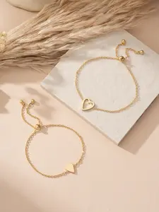 Elegant Heart-Shaped Set, Couples Bracelet, Heart Design Bracelet, Heart Charm Bracelet, Romantic Love & Friendship Jewelry, Perfect Gift for Women, Daily Wear Accessories