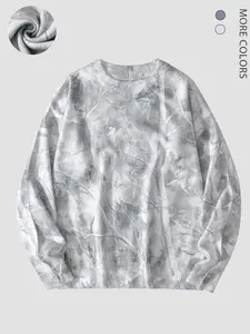 Trendy Men's Cool Branch Dye Crew Neck Knit Sweater, Abstract Art Print, Versatile Style, Fashionable Winter Wear, Must-Have Closet Item