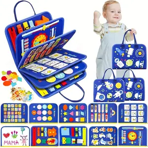 10 Pages Busy Book Busy Board Montessori Travel Toy For Plane/Car-Educational Learning Sensory Busy Book For Toddlers-Preschool Activities for Learning Fine Motor Skilll