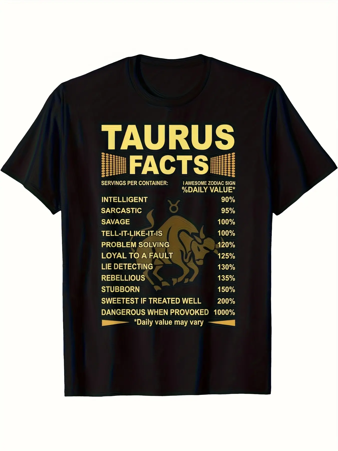 Men's Plus Size Taurus Zodiac Graphic T-Shirt |  Relaxed Fit Short Sleeve Tee with Retro Vintage Style, Crew Neck, Machine Washable, Soft Microelastic, All-season Wear, Perfect for Daily & Birthday Gifts, Summer Collection, 220G