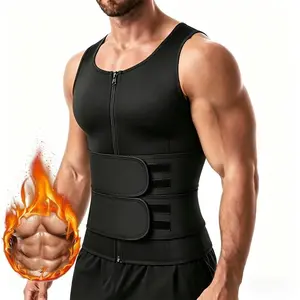 Men's Compression Sweat Vest Waist Trainer Body Shaper Tank Top Waist Belt Shapers Sweat Vest for Gym Workout Shaping Vest Sleeveless Activewear
