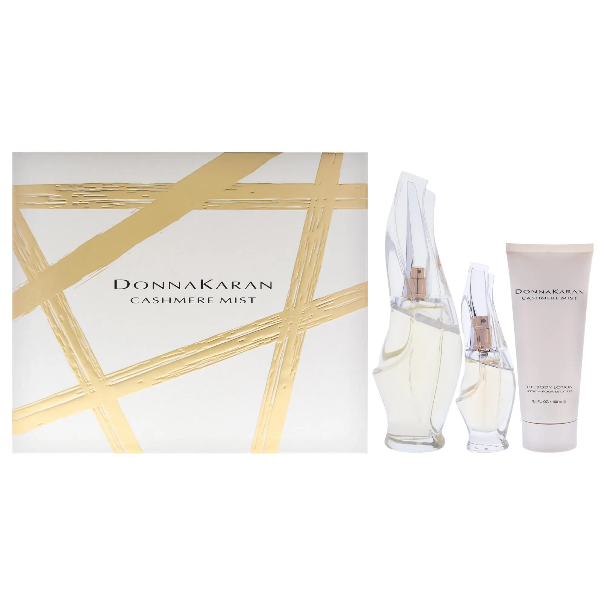 Women's Cashmere Mist by Donna Karan 3-Piece Gift Set - 3.4oz EDP Spray, 0.5oz EDP Spray, 3.4oz Body Lotion, Three Pieces