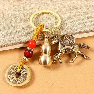 Eastern Mysticism Style Chinese Keychain, Symbolic Horse, Zodiac Horse, Five Emperors Coins, Money Gourd, Lucky Charm for Bags, Phones, Home Decor