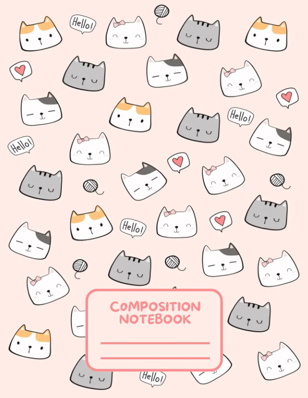 Composition Notebook: Kawaii Kitty Cat Journal Diary | Kawaii Aesthetic Chibi Cats | Cute Japanese Korean Stationery | 8.5x11" | Cute Note Book for Kids & Teens | 120 College Ruled Lined Pages